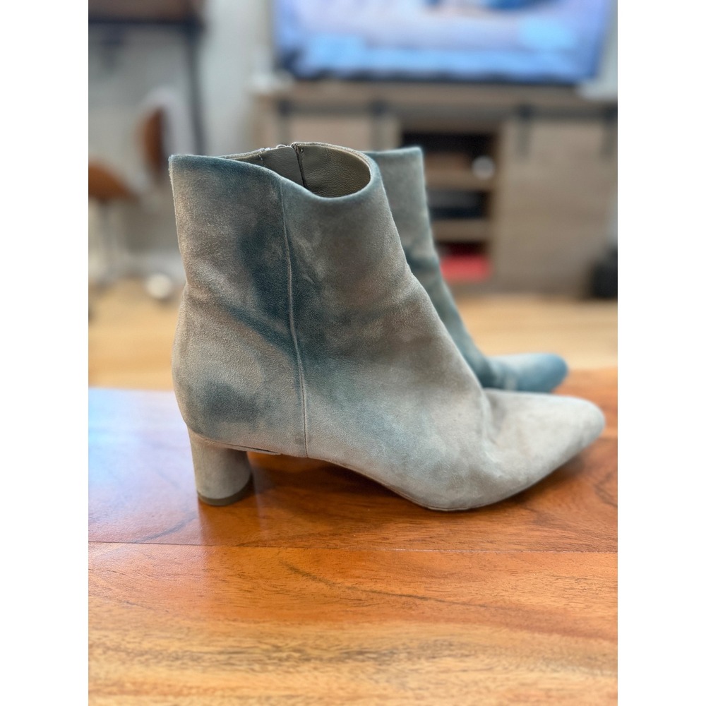 Vince Womens Blue Suede Pointed Toe Block Heel Ankle Booties Size 7M EUR 37